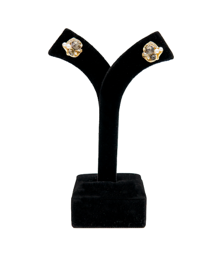 Vintage Gold-Tone Crystal & Pearl Stud Earrings